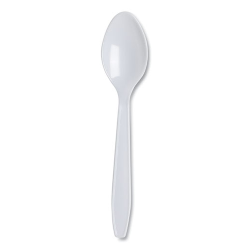 Lightweight Polystyrene Cutlery, Teaspoon, White, 1,000/Carton
