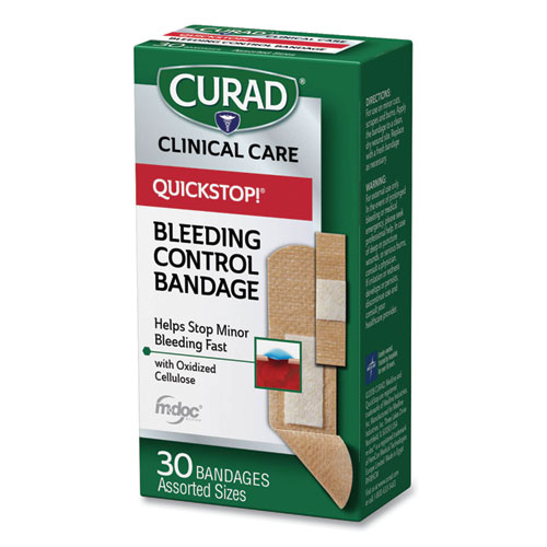 Image of Curad® Quickstop Flex Fabric Bandages, Assorted, 30/Box
