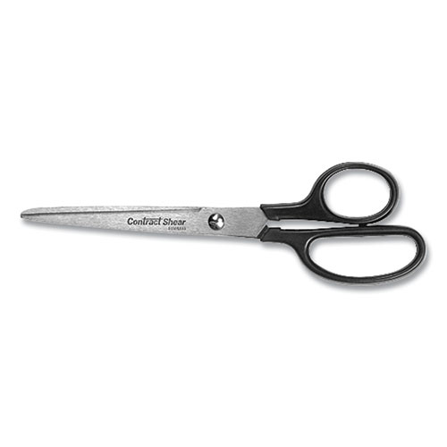 Image of Contract Stainless Steel Standard Scissors, 7" Long, 3.13" Cut Length, Black Straight Handle