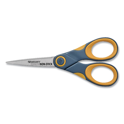Titanium Bonded Scissors, 5" Long, Gray/Orange Straight Handle