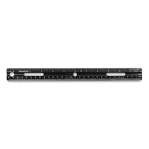 Image of KleenEarth Recycled Ruler, Standard/Metric, 12" Long, Plastic, Black