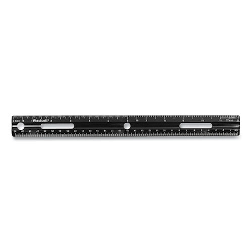 KleenEarth Recycled Ruler, Standard/Metric, 12" Long, Plastic, Black