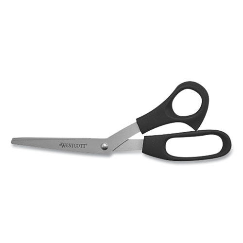 All Purpose Value Stainless Steel Scissors Three Pack, 8" Long, 3" Cut Length, Assorted Color Offset Handles, 3/Pack