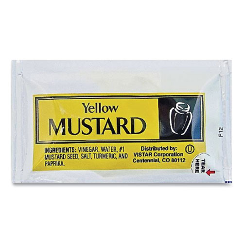 Condiment Packets, Mustard, 0.16 oz Packet, 200/Carton