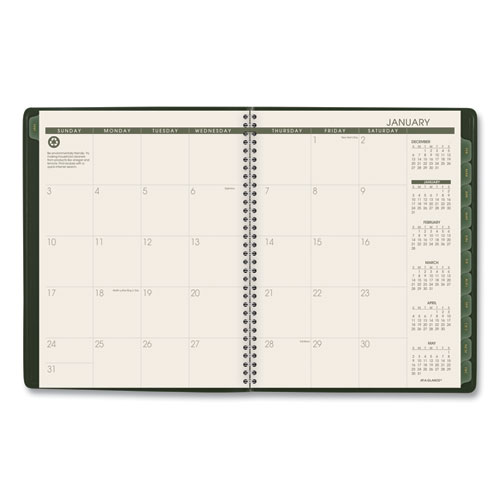 Image of At-A-Glance® Recycled Weekly Vertical-Column Format Appointment Book, 11 X 8.25, Green Cover, 12-Month (Jan To Dec): 2024