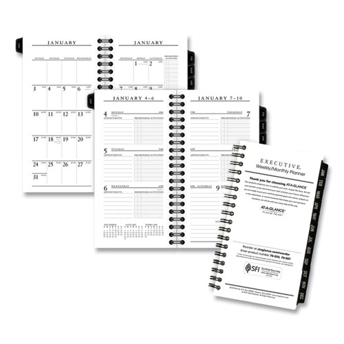 EXECUTIVE POCKET SIZE WEEKLY/MONTHLY PLANNER REFILL, 6.25 X 3.25, WHITE, 2021