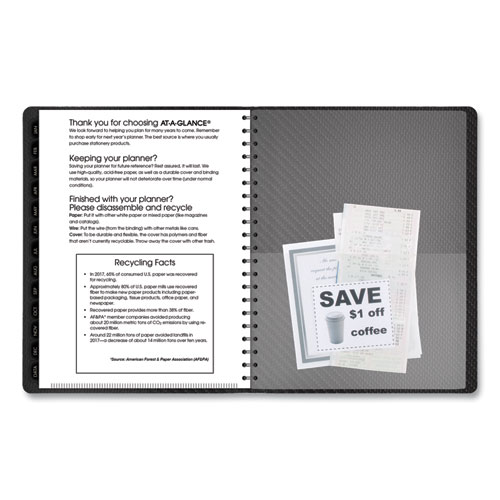 Contemporary Weekly/Monthly Planner, Vertical-Column Format, 11 x 8.25, Graphite Cover, 12-Month (Jan to Dec): 2022