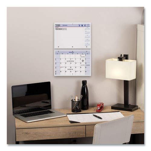 Image of At-A-Glance® Quicknotes Desk/Wall Calendar, 3-Hole Punched, 11 X 8, White/Blue/Yellow Sheets, 12-Month (Jan To Dec): 2024