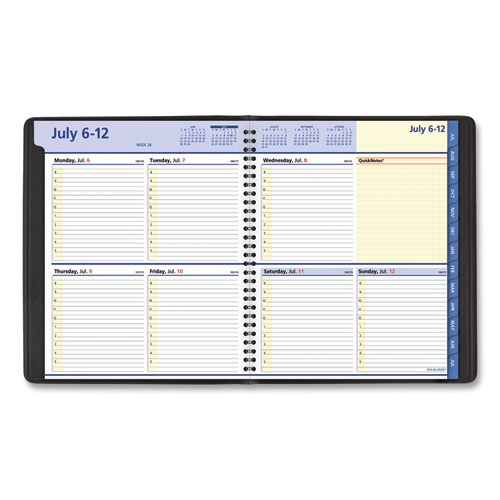 QuickNotes Weekly/Monthly Planner, 10 x 8, Black Cover, 12-Month (July to June): 2024 to 2025
