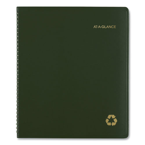 Recycled Monthly Planner, 11 x 9, Green Cover, 13-Month (Jan to Jan): 2024 to 2025