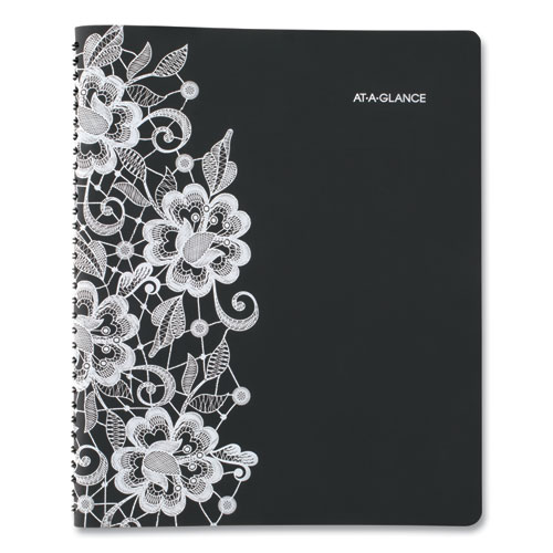 Image of At-A-Glance® Lacey Weekly Block Format Professional Appointment Book, Lacey Artwork, 11 X 8.5, Black/White, 13-Month (Jan-Jan): 2024-2025