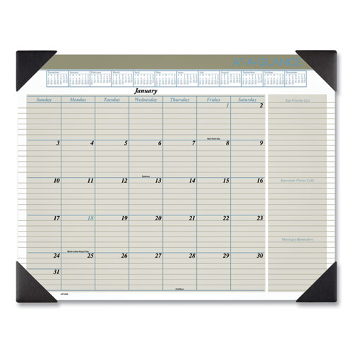 Executive Monthly Desk Pad Calendar, 22 x 17, White Sheets, Black