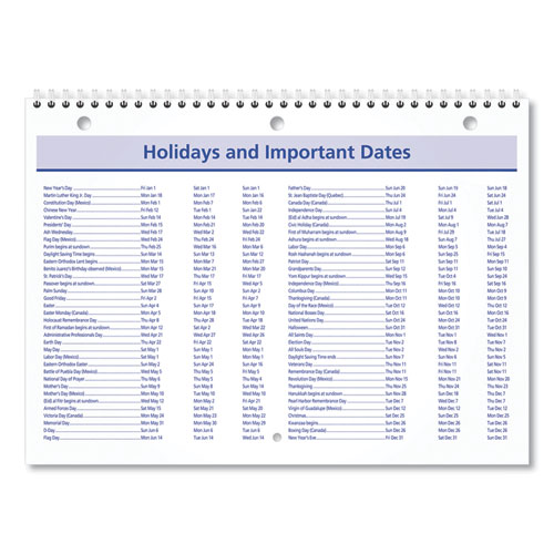 QuickNotes Desk/Wall Calendar, 3-Hole Punched, 11 x 8, White/Blue/Yellow Sheets, 12-Month (Jan to Dec): 2024