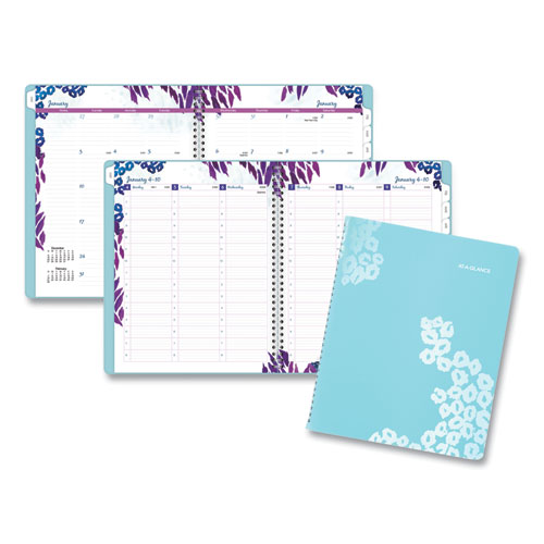 At-A-Glance® Wild Washes Weekly/Monthly Planner, Wild Washes Flora/Fauna Artwork, 11 X 8.5, Blue Cover, 13-Month (Jan To Jan): 2024-2025