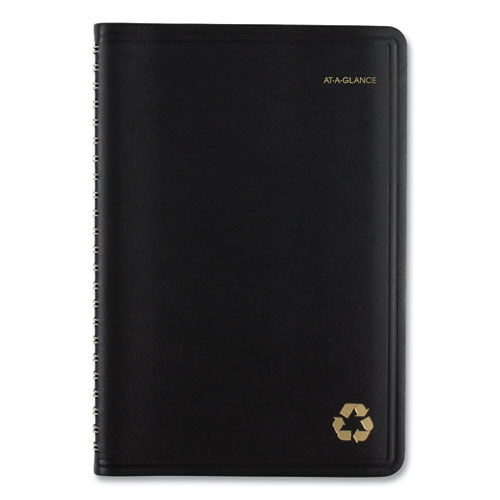 Recycled Weekly Block Format Appointment Book, 8.5 x 5.5, Black Cover, 12-Month (Jan to Dec): 2024