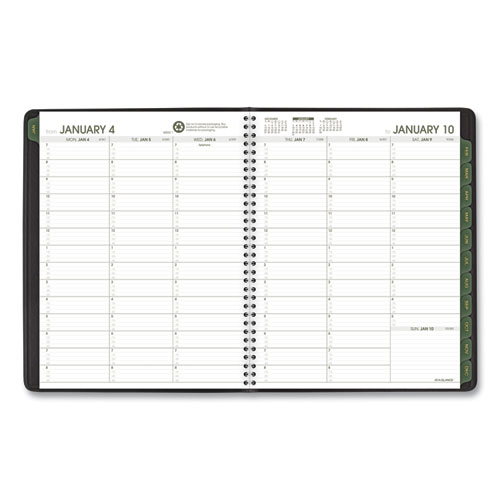 Image of At-A-Glance® Recycled Weekly Vertical-Column Format Appointment Book, 11 X 8.25, Black Cover, 12-Month (Jan To Dec): 2024