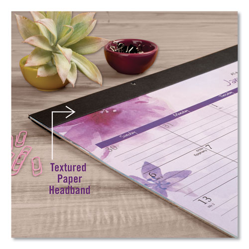 Image of At-A-Glance® Beautiful Day Desk Pad Calendar, Floral Artwork, 21.75 X 17, Assorted Color Sheets, Black Binding, 12-Month (Jan-Dec): 2024