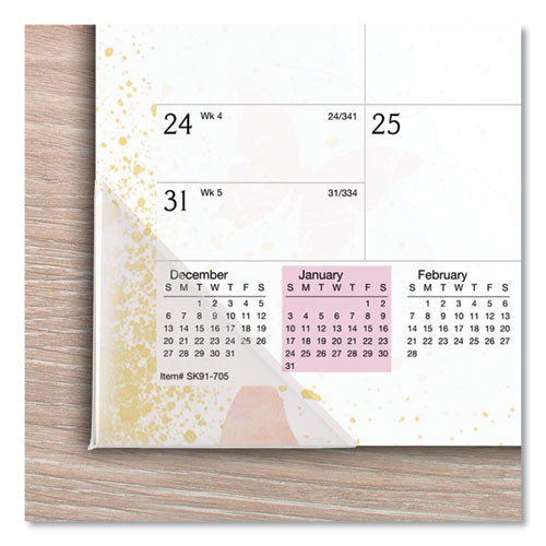 Watercolors Monthly Desk Pad Calendar, Watercolor Artwork, 17.75 x 11, White Sheets, Purple Binding, 12-Month (Jan-Dec): 2024