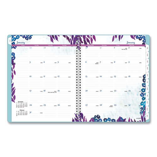 Image of Wild Washes Weekly/Monthly Planner, Wild Washes Flora/Fauna Artwork, 11 x 8.5, Blue Cover, 13-Month (Jan-Jan): 2023-2024