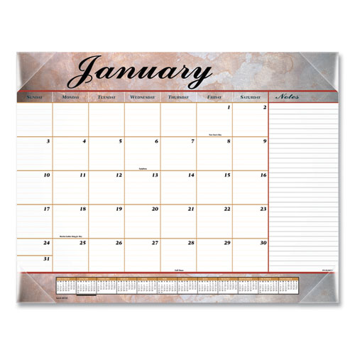 Marbled Desk Pad, Marbled Artwork, 22 x 17, White/Multicolor Sheets, Clear Corners, 12-Month (Jan to Dec): 2024