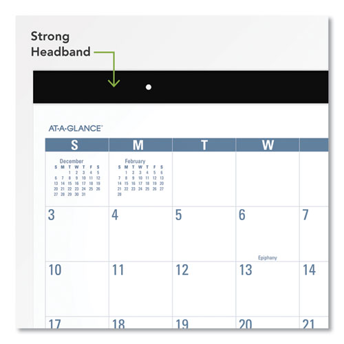 Image of At-A-Glance® Easy-To-Read Monthly Desk Pad, 22 X 17, White/Blue Sheets, Black Binding, Clear Corners, 12-Month (Jan To Dec): 2024