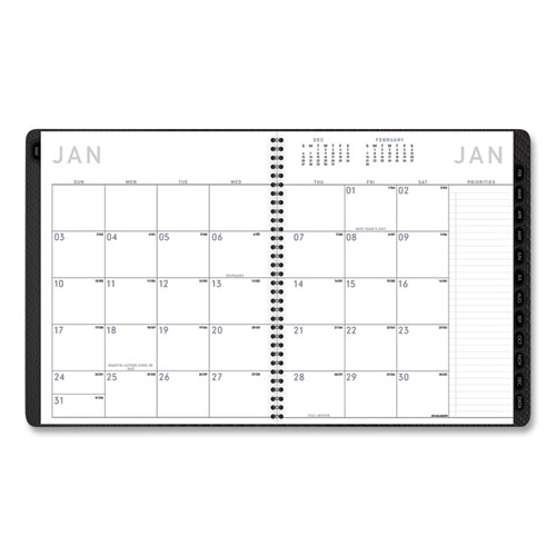 Image of At-A-Glance® Contemporary Monthly Planner, Premium Paper, 11 X 9, Graphite Cover, 12-Month (Jan To Dec): 2024