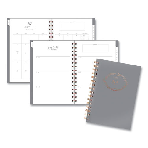 Workstyle Academic Planner, Gem Embossed Artwork, 8.5 x 5.5, Gray/Gold Cover, 12-Month (July to June): 2021 to 2022