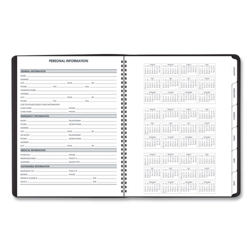 Image of At-A-Glance® Triple View Weekly Vertical-Column Format Appointment Book, 11 X 8.25, Black Cover, 12-Month (Jan To Dec): 2024