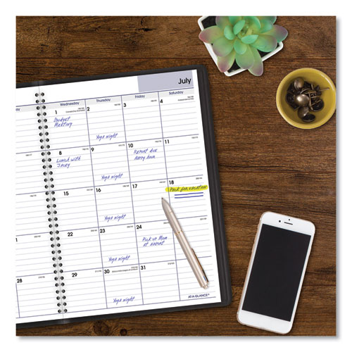 Image of At-A-Glance® Dayminder Monthly Planner, Academic Year, Ruled Blocks, 12 X 8, Black Cover, 14-Month (July To Aug): 2023 To 2024