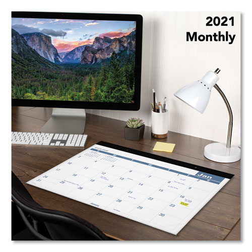 Image of At-A-Glance® Easy-To-Read Monthly Desk Pad, 22 X 17, White/Blue Sheets, Black Binding, Clear Corners, 12-Month (Jan To Dec): 2024