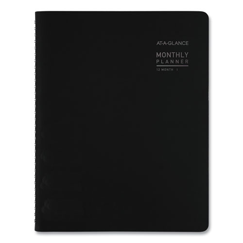 Contemporary Monthly Planner, 8.75 x 7, Black Cover, 12-Month (Jan to Dec): 2022