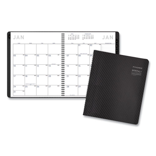 Contemporary Monthly Planner, Premium Paper, 11 x 9, Graphite Cover, 12-Month (Jan to Dec): 2024