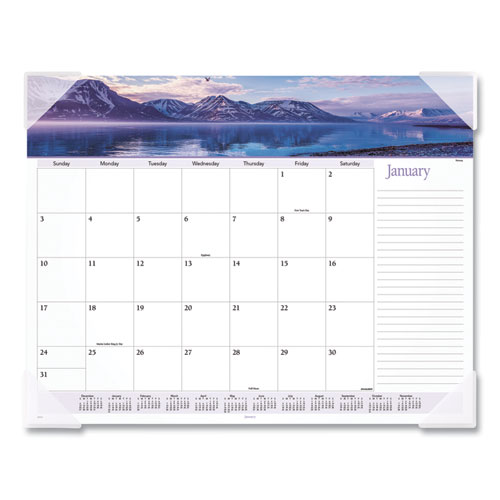Image of Landscape Panoramic Desk Pad, Landscapes Photography, 22 x 17, White Sheets, Clear Corners, 12-Month (Jan-Dec): 2023