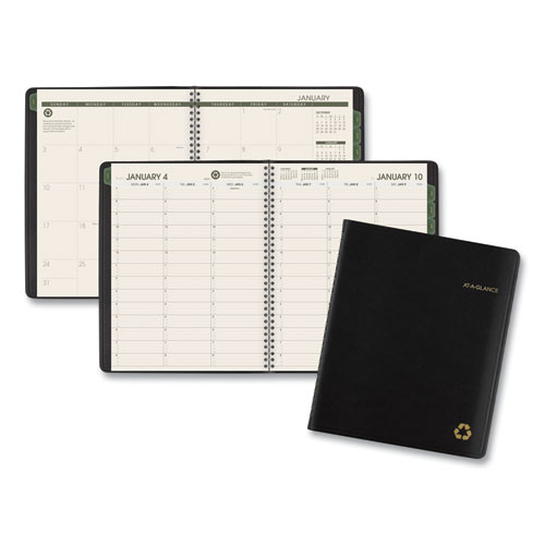 AT-A-GLANCE® Recycled Weekly/Monthly Appointment Book, 8.5 x 5.5, Black, 2022