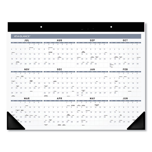 Image of At-A-Glance® Academic Monthly Desk Pad, 21.75 X 17, White/Black Sheets, Black Binding/Corners, 12-Month (July To June): 2022 To 2023