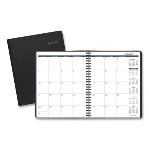 Image of At-A-Glance® Monthly Planner, 8.75 X 7, Black Cover, 12-Month (Jan To Dec): 2024