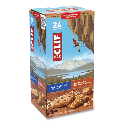 CLIF® Bar Energy Bar, Chocolate Chip/Crunchy Peanut Butter, 2.4 oz, 24/Box, Delivered in 1-4 Business Days