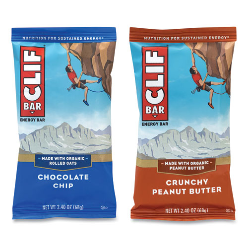 Image of Clif® Bar Energy Bar, Chocolate Chip/Crunchy Peanut Butter, 2.4 Oz, 24/Box, Ships In 1-3 Business Days