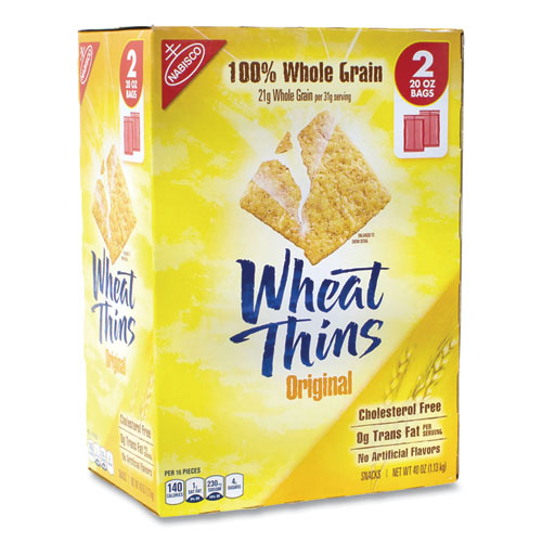 Wheat Thins Crackers, Original, 20 oz Bag, 2 Bags/Box, Delivered in 1-4 Business Days