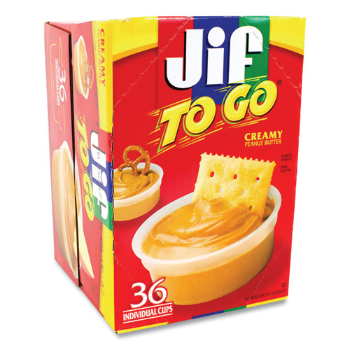 Image of Jif To Go® Spreads, Creamy Peanut Butter, 1.5 Oz Cup, 36 Cups/Box, Ships In 1-3 Business Days