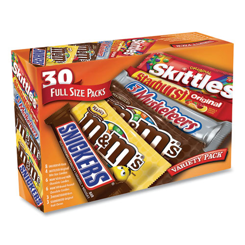 MARS Full-Size Candy Bars Variety Pack, Assorted, 30/Box, Ships in 1-3 Business Days