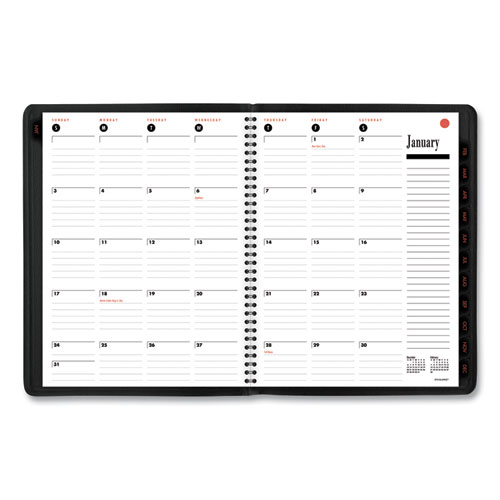 800 Range Weekly/Monthly Appointment Book, 11 x 8.25, Black Cover, 12-Month (Jan to Dec): 2022