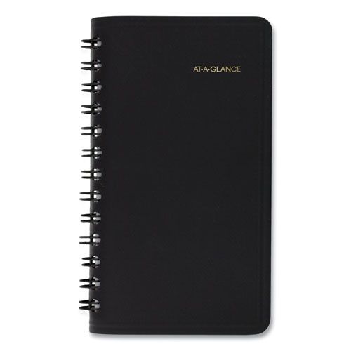 Weekly Planner, 4.5 x 2.5, Black Cover, 12-Month (Jan to Dec): 2024