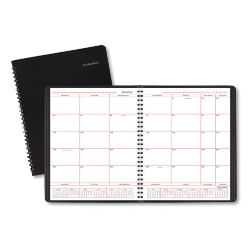Image of At-A-Glance® Monthly Planner In Business Week Format, 10 X 8, Black Cover, 12-Month (Jan To Dec): 2024