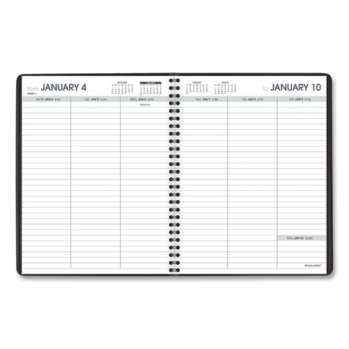 Image of At-A-Glance® Weekly Planner Ruled For Open Scheduling, 8.75 X 6.75, Black Cover, 12-Month (Jan To Dec): 2024