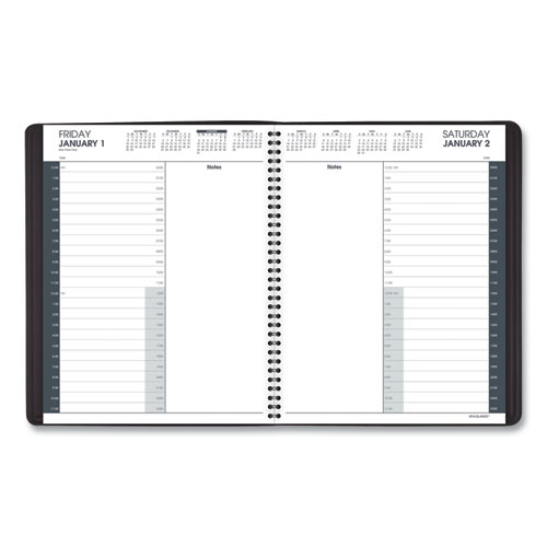 24-Hour Daily Appointment Book, 11 x 8.5, Black Cover, 12-Month (Jan to Dec): 2022