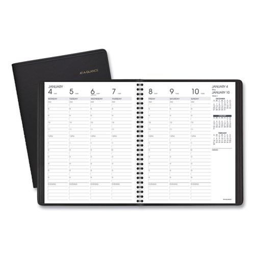 Image of Weekly Vertical-Column Appointment Book Ruled for Hourly Appointments, 8.75 x 7, Black Cover, 13-Month (Jan-Jan): 2023-2024