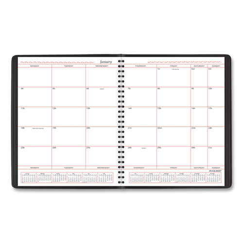 Monthly Planner in Business Week Format, 10 x 8, Black Cover, 12-Month (Jan to Dec): 2022