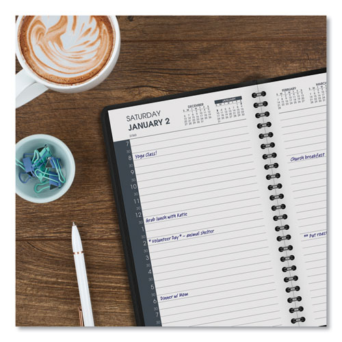 Daily Appointment Book with 30-Minute Appointments, 8 x 5, Black Cover, 12-Month (Jan to Dec): 2022