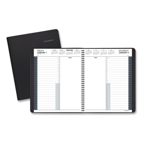 24-Hour Daily Appointment Book, 11 x 8.5, Black Cover, 12-Month (Jan to Dec): 2022